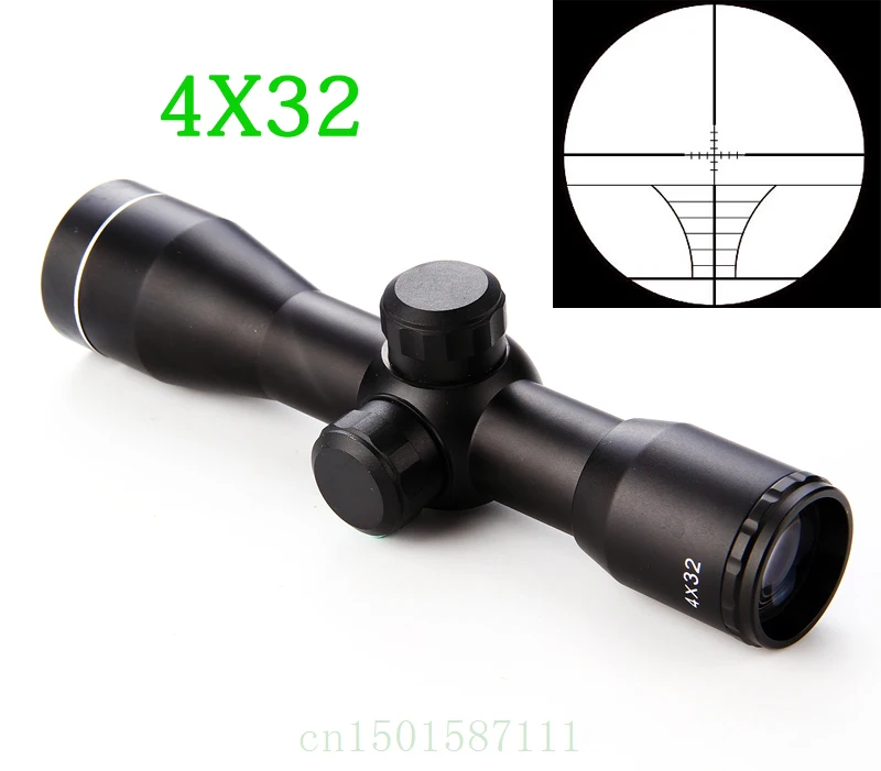 Online Envío Gratis táctico 4X32 Rifle de aire óptico francotirador alcance compacto Riflescopes de caza con soportes de carril de 20mm 11mm