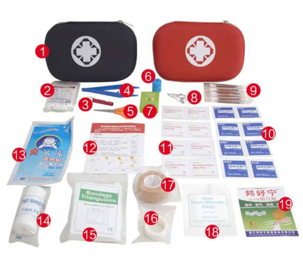 19 itens kits de primeiros socorros de viagem portátil para casa esportes ao ar livre kit de emergência emergência médica eva saco cobertor de emergência