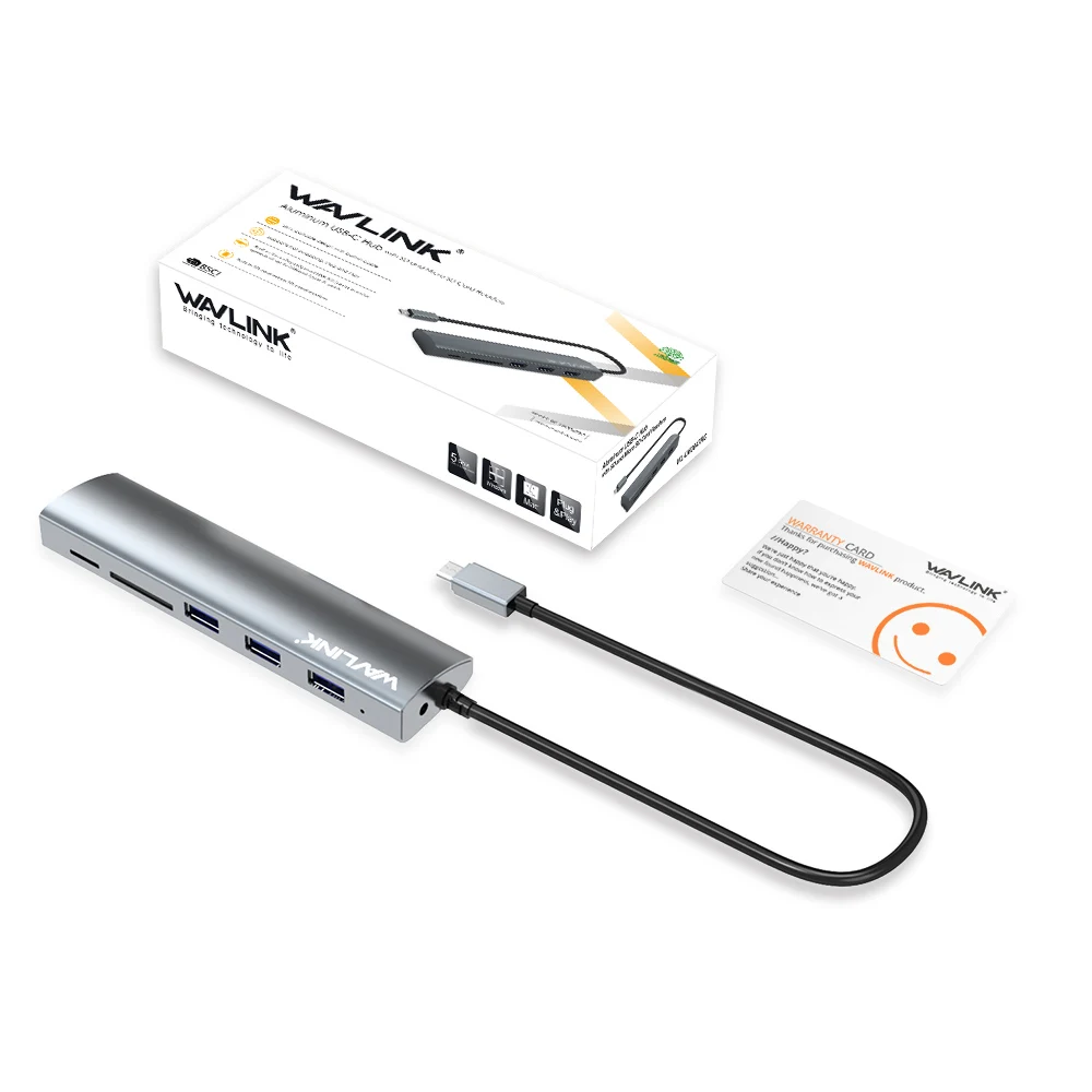 Wavlink USB-C USB C концентратор 5 в 1 type C адаптер концентратор до 3 USB 3,0 SD/Micro SD TF кардридер для iMac портативных ПК Аксессуары usb-хаб