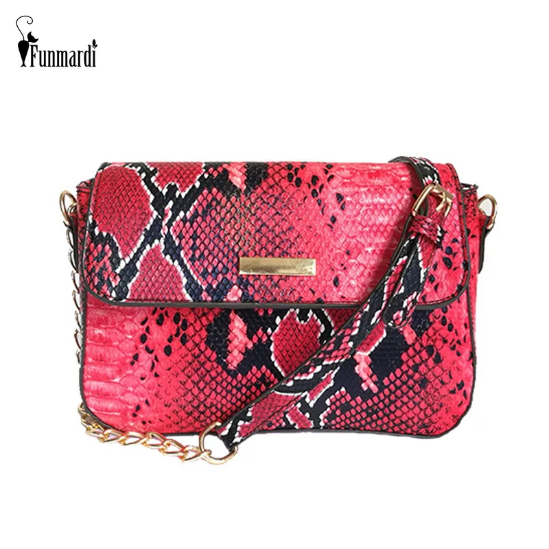 

FUNMARDI Fashion Serpentine Designer Crossbody Bags Women Chain Shoulder Bags For Women PU Leather Small Flap Bag Lady WLHB1790A