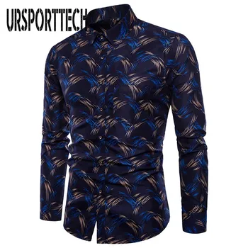 

2019 New Arrival Floral Printed Man Casual Shirts Fashion Classic Men Dress Shirt Breathable Men's Long Sleeve Brand Clothing