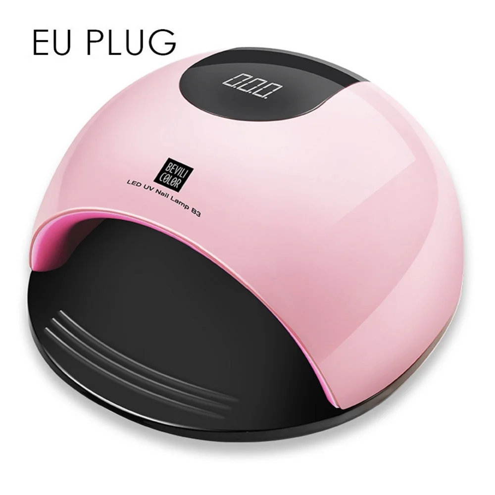 80 Вт УФ светодиодная лампа для сушки ногтей для маникюра солнцезащитный светильник лампа для отверждения ногтей все гель-лаки сенсорная машина для дизайна ногтей светодиодный инструмент для сушки - Color: Pink EU