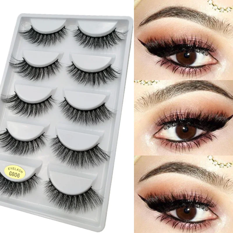 

5 Pairs Thick Mink Eyelashes Natural Long False Eyelashes Makeup Fake Lash For Make up Cilios 3D Mink Lashes Maquiagem Faux Cils