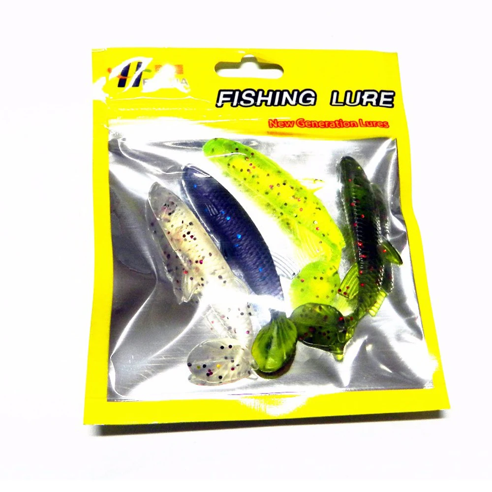 4pcs/lot Mini Pack Beginner Fishing Lure Colorful Worm Soft Baits Lur