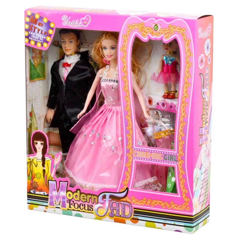 

INBEAJY Family 3 People Dolls Suits 1 Mom /1 Dad /1 Little Kelly Girl Doll Gifts Toys happy for Barbies doll Wedding Design