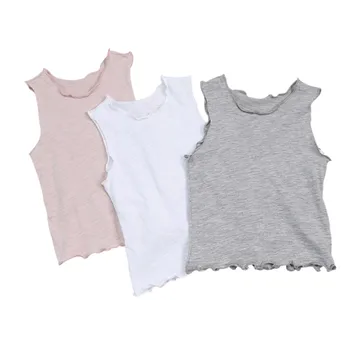 

Kids Solid T-shirt O-neck Tops Cotton Vest Clothing Summer 100% Cotton Baby Girls Sleeveless Clothes