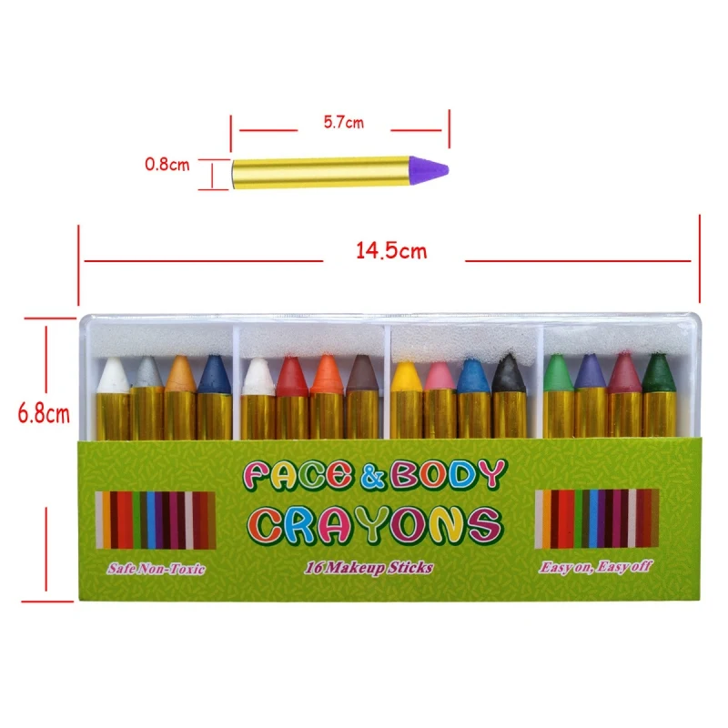16 цветов Детская безопасная краска для лица и тела мелки набор карандашей набор макияж Косплей Хэллоуин тело девушки подарок вечерние Faver