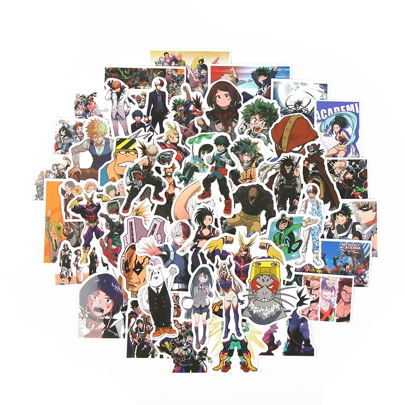 

50pcs/lot My Hero Academia Stickers Classic Japan Anime Sticker Modern Popular Laptop Luggage Car Skateboard Phone Decal