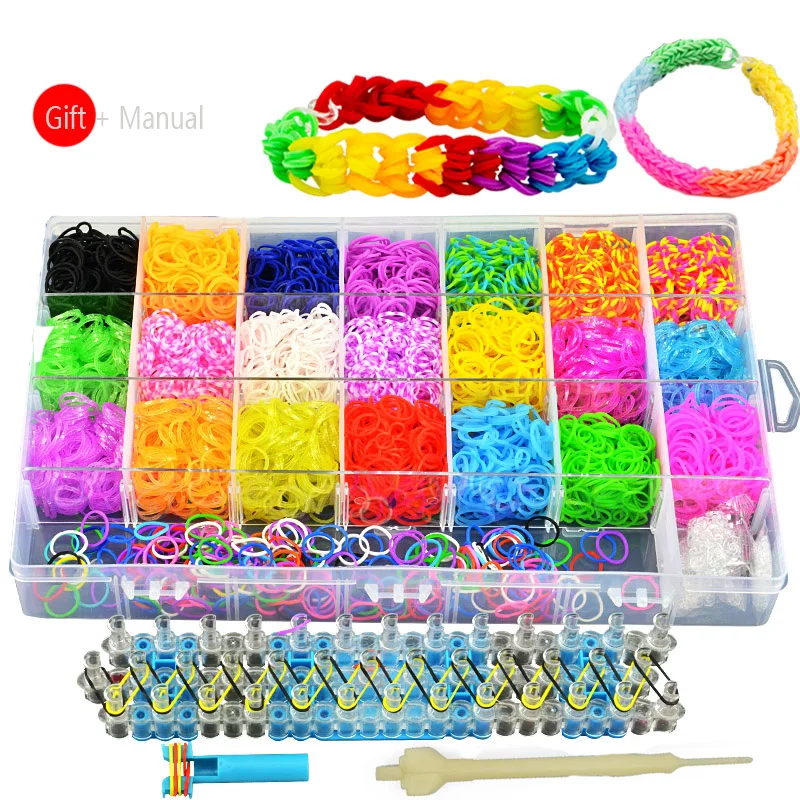 

4500pcs/set Shipping High Quality Rubber Loom Band Kit Kids DIY Handmade Box Kit Set Weave Bracelets Arts and Crafts for Kids