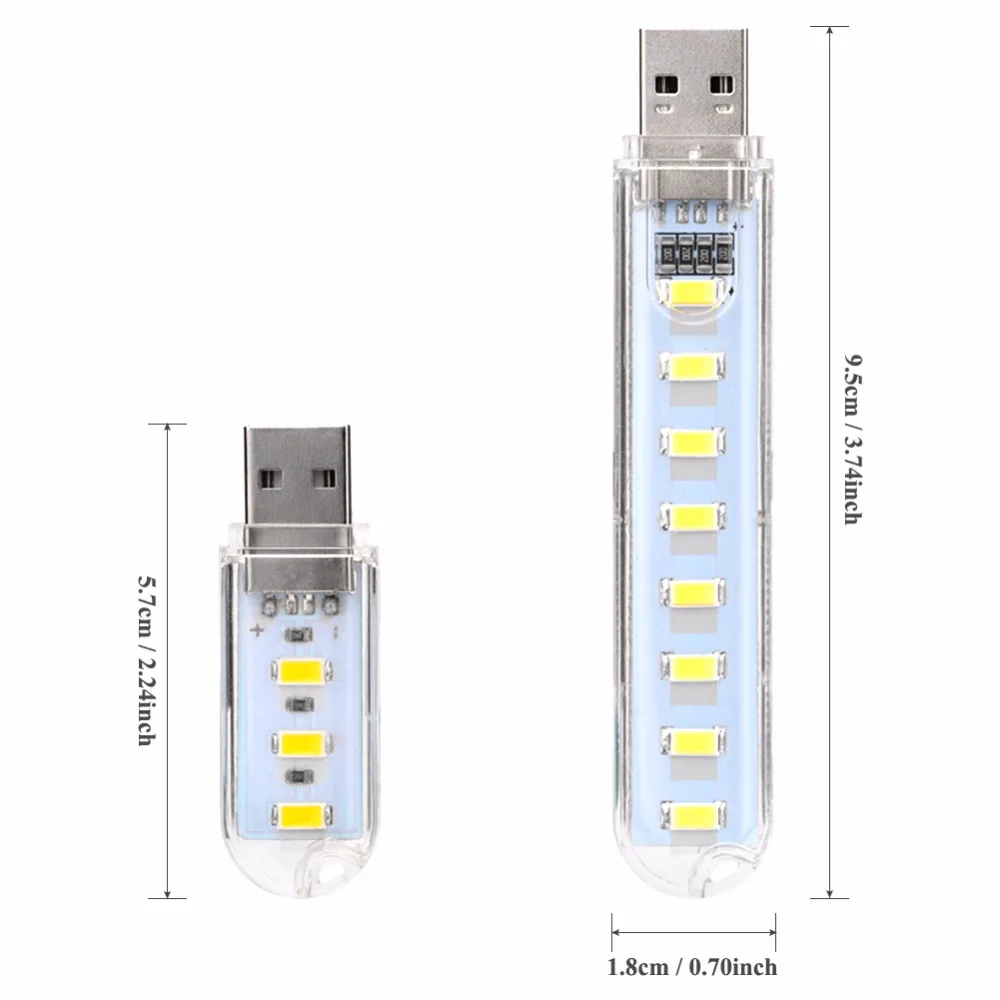 2 шт./упак. мини USB светодиодный светильник Ночной светильник Кемпинг лампы для чтения ноутбук компьютер Тетрадь мобильный Мощность Зарядное устройство теплые светильник