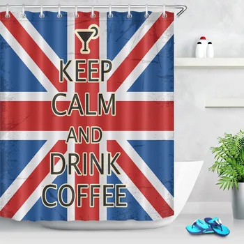 

LB British Flag Funny English Slang Extra Long Waterproof Fabric Shower Curtains Letters Bathroom Curtain For Art Bathtub Decor