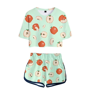 

Fruit style 3D print Summer K-pops Casual Women Two Piece Set Shorts and T-shirts Clothes 2019 Hot Sale K-pop sets Plus size xxl