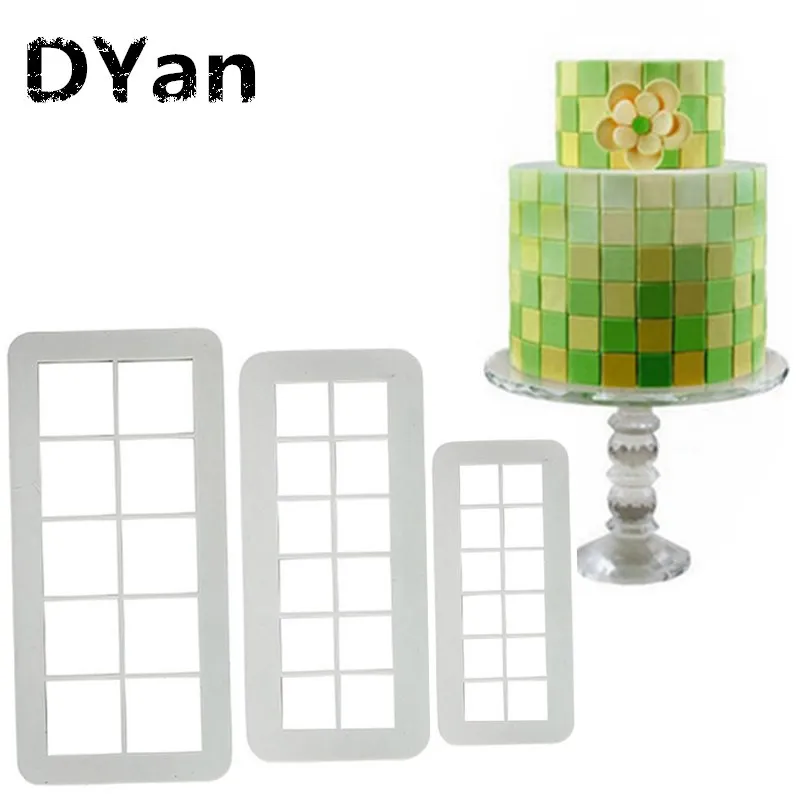 

New 3pcs Square Geometry Fondant Printing Mold Visual Illusion Effect Biscuit Mold A1546