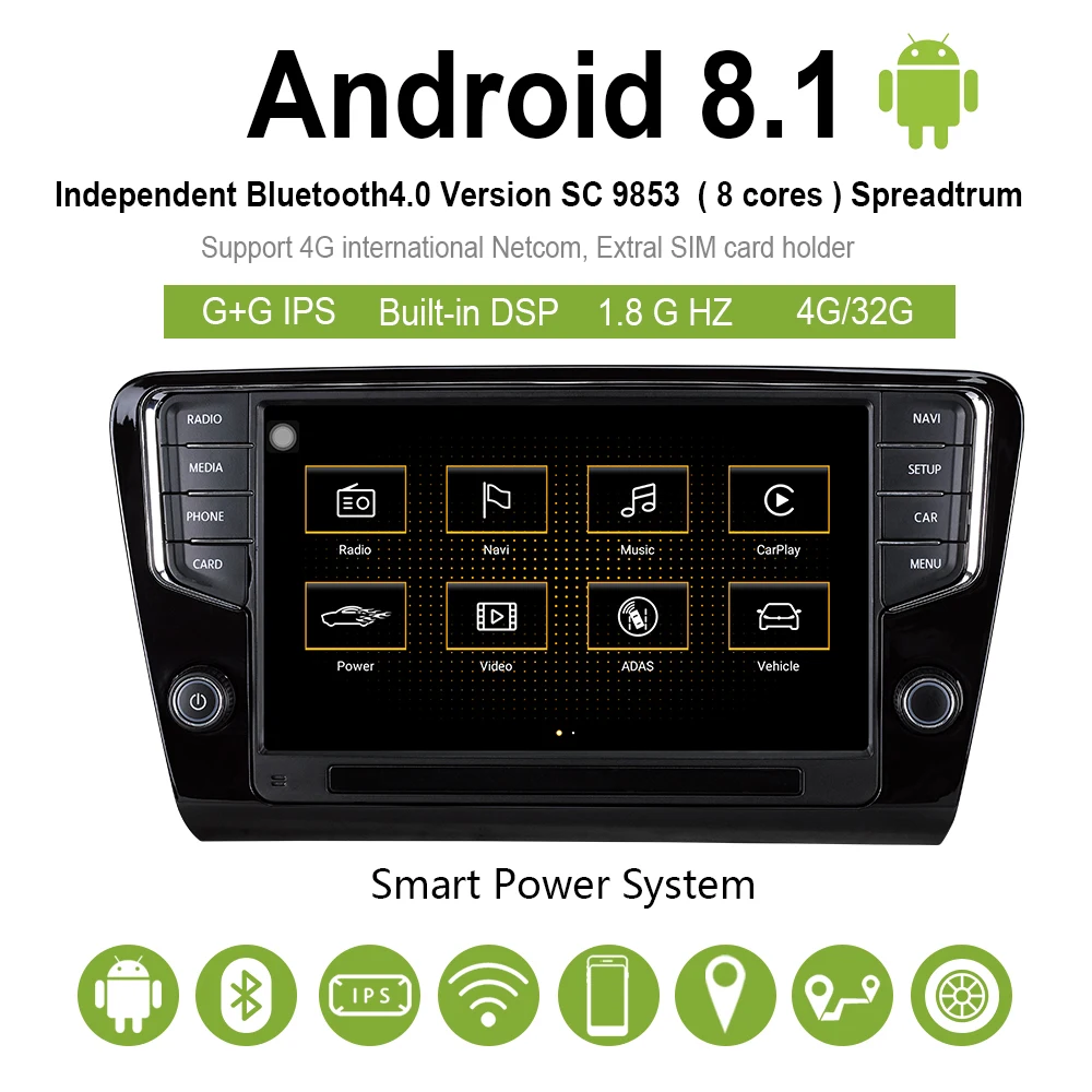 Excellent Car audio multimedia player gps radio for skoda octavia built in Canbus ,4G,DVD loader,support MFD display 1