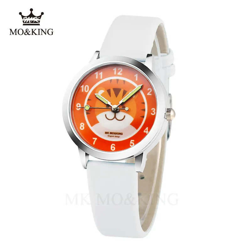 Модная брендовая детская часы Дети Кварцевые часы студент девочек кварц-часы милые красочные оранжевый Кот Циферблат Водонепроницаемый