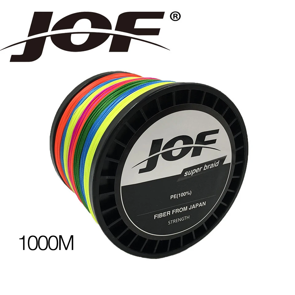 multicolor Jof супер прочная PE плетеная проволока, черная, многоцветная, 300 м, 500 м, 1000 м, 4 нити, леска, 18-80 фунтов, плетеная веревка, карп, бас, сома - Цвет: multicolor