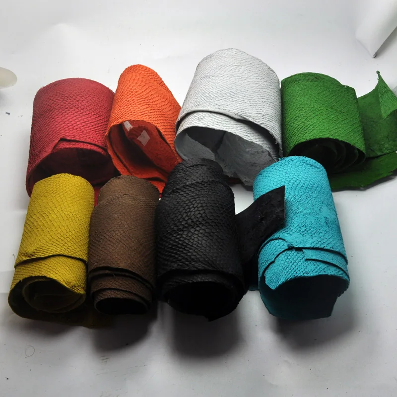 

Colorful Genuine Salmon Fish Leather Piece Multi Color DIY Bag Belt Shoes Accessories