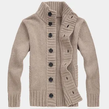 

New Brand Autumn Winter Men's Fashion Hooded Nail Wind Turn Down Collar Neck Sweater Male Knitted Jacket Blouse Drop Shipping