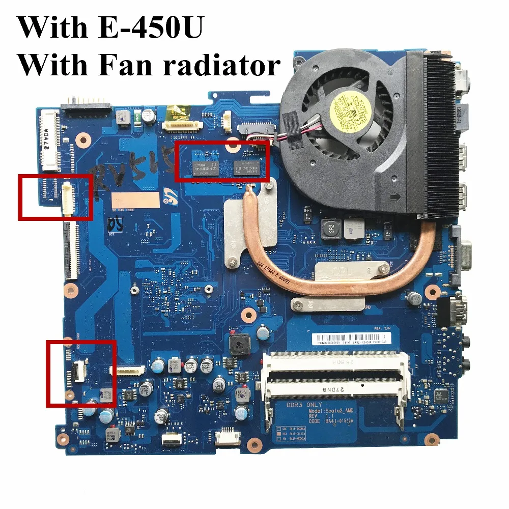 Отличная материнская плата для ноутбука samsung RV515 с E-450U вентилятором радиатора HD 6470 M/1 GB DDR3 BA92-09429A BA41-01534A