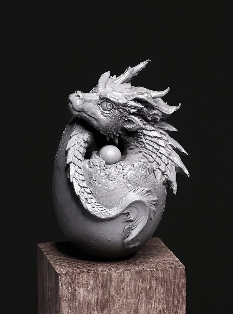 Q versin Смола Модель наборы яйцо дракона, китайский дракон ребенок Неокрашенный PCW01