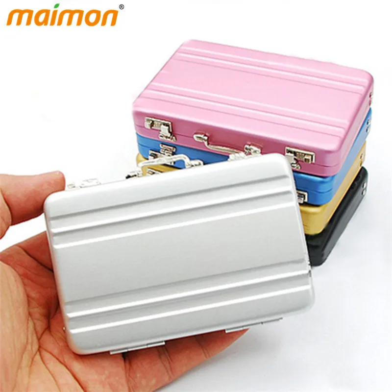 

Creative Mini Portable Desk Metal Suitcase Business ID Card Holder Name Card Holder Organizer Case Box Desktop Storage Box