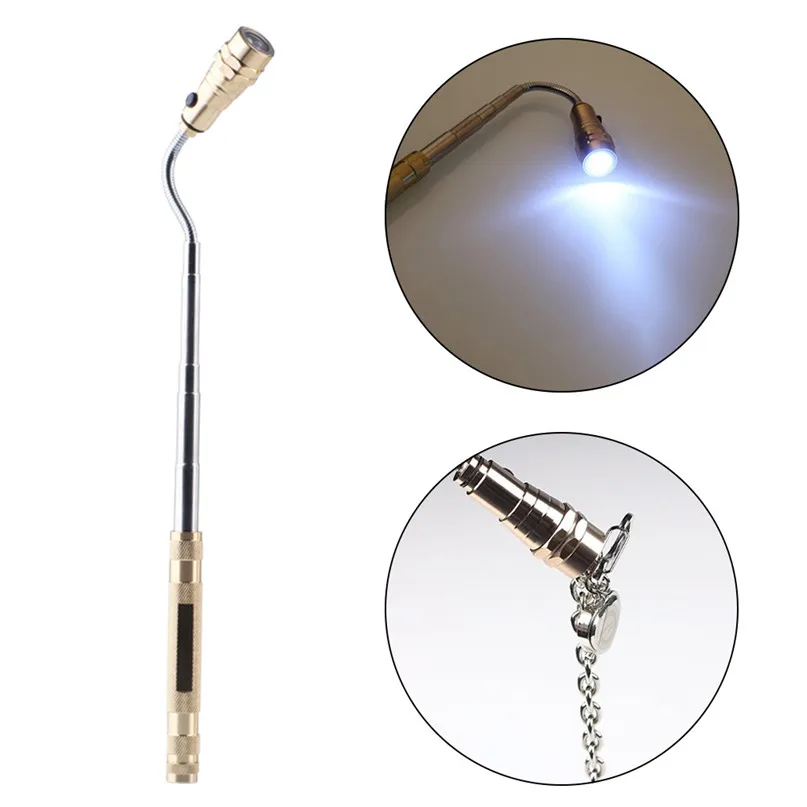 Outdoor Tools Led Magnetic Retractable Flashlight Long Flexible Pick Up Telescoping Tool Claw 3 Powerful LED Light Torch #2D03 (9)