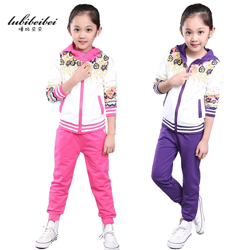 2017 new fall fashion children's clothing girls sports suit long-sleeved simple and comfortable movement piece