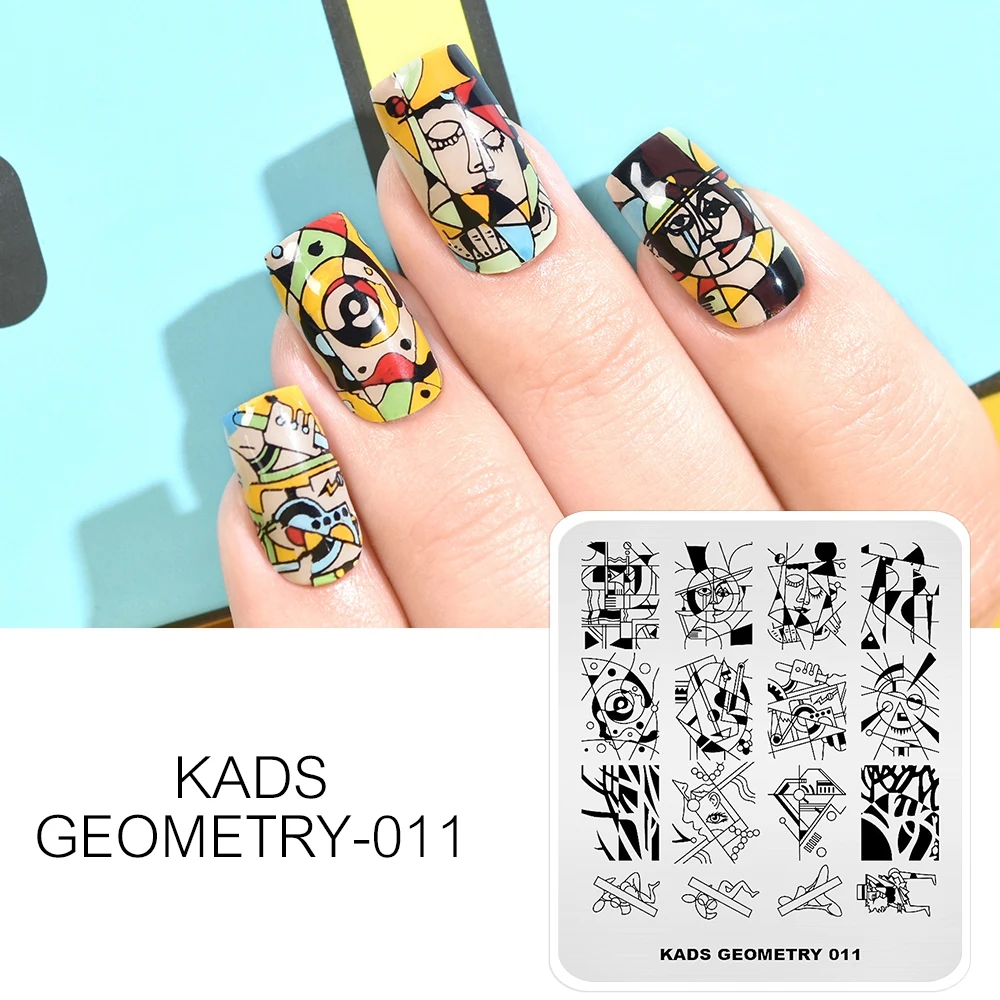 

KADS Stamping Plates Geometry 011 Image Designs Nail Art Plates for Stamping Templates Nail Stamper Overprinting Stencil Plate
