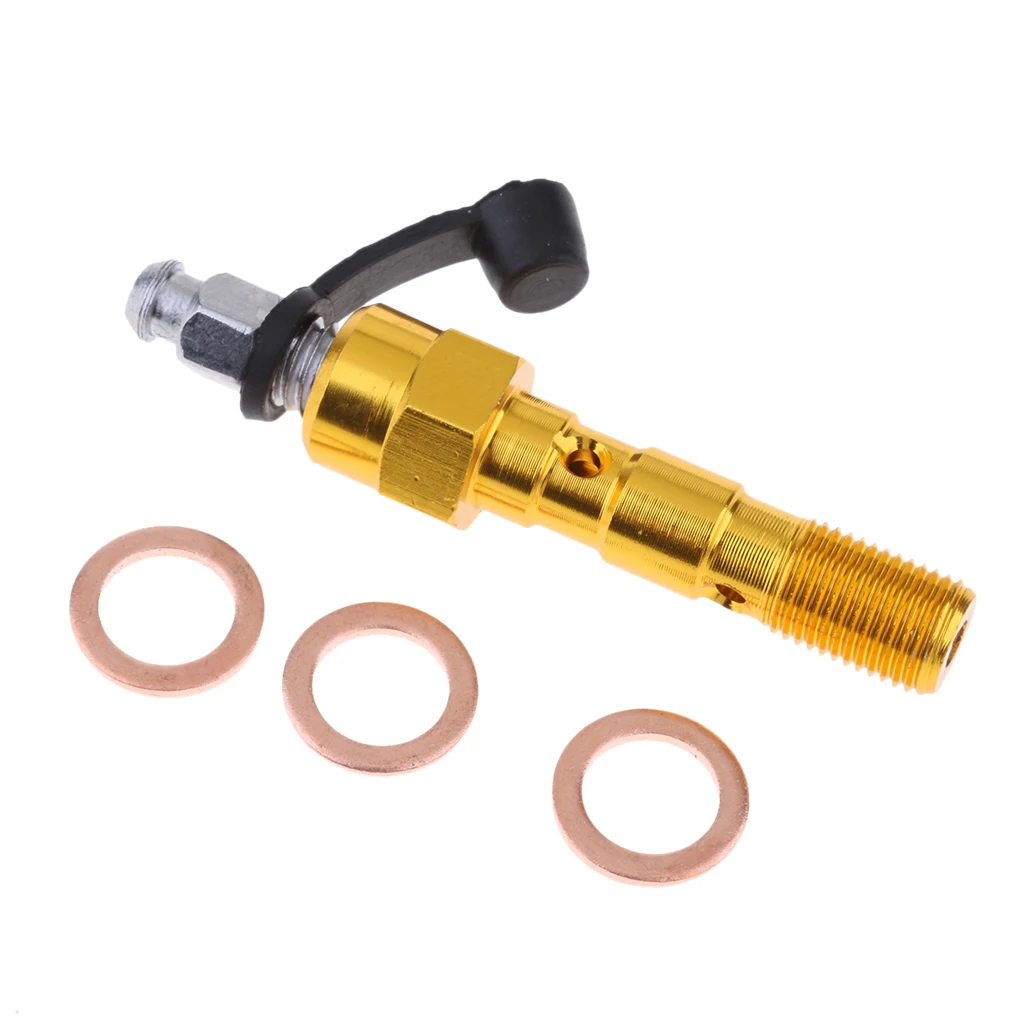 Universal M10 Double Banjo Bolt Thread Bleeder Nipple Washers 1.0mm Gold