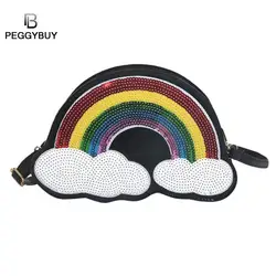 Personality Sequins Rainbow Crossbody Bag Cute Cloud Laser Women PU Leather Shoulder Bags Pouch Fashion Zipper Shell Messenger Personality Sequins Rainbow Crossbody Bag Cute Cloud Laser Women PU Leather Shoulder Bags Pouch Fashion Zipper Shell Messenger