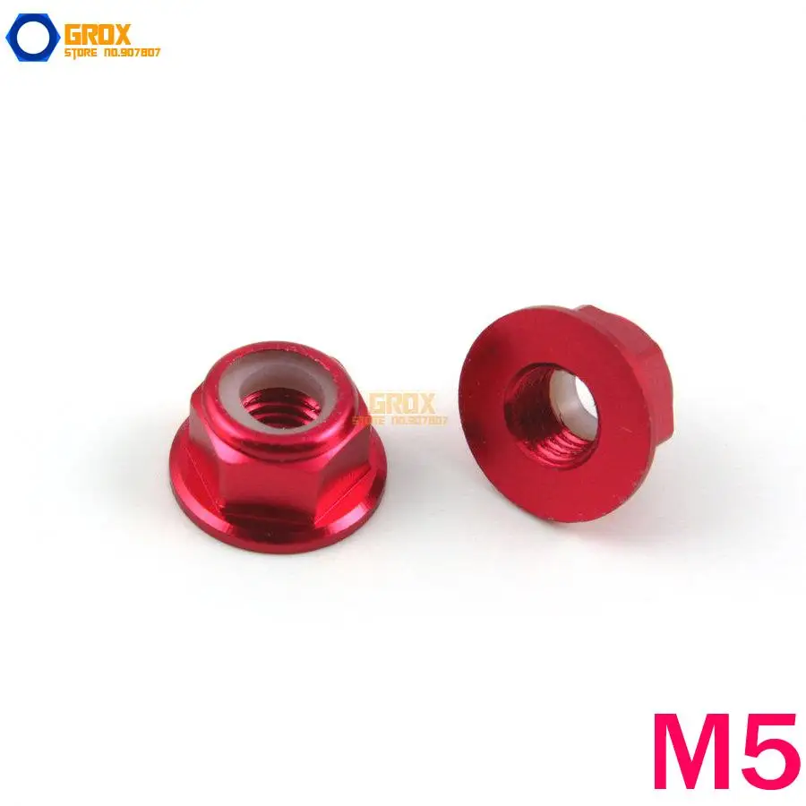 

12 Pieces M5 Wine Hex Flange Nylon Lock Nut Aluminum