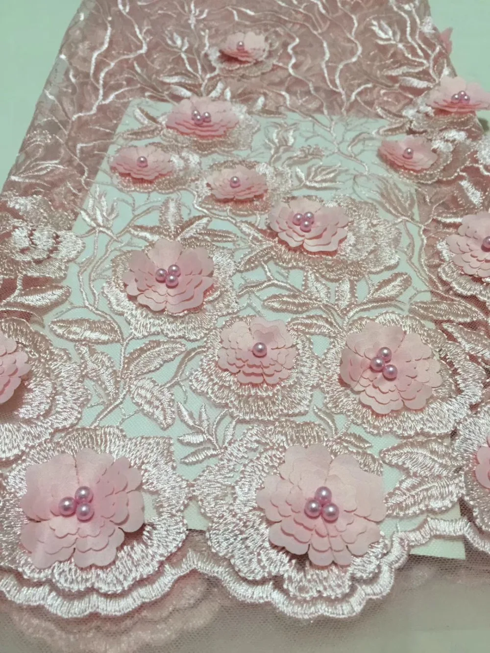2018 Latest Pink African Lace Fabric Cheap price wholesale African
