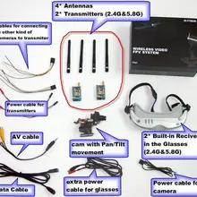 Boscam все-в-одном AIO FPV видео очки с трекером камеры и 2,4G/5,8G приемник