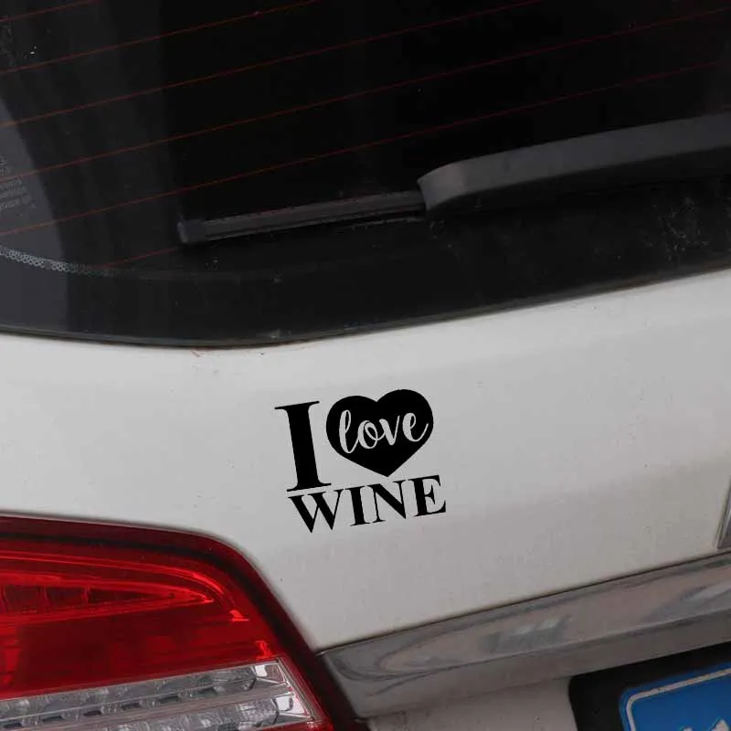 YJZT 14 2 см * 11 8 забавная виниловая Автомобильная наклейка с вином I LOVE WINE черные