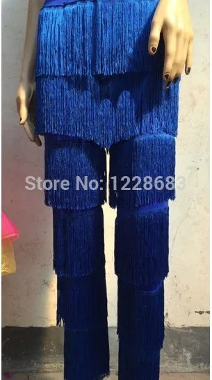 Dance Pants Black Red Purple Blue White Latin Dance Salsa Woman Pants Girls Tango Dance Costumes Fringe Clothes / Samba Pants