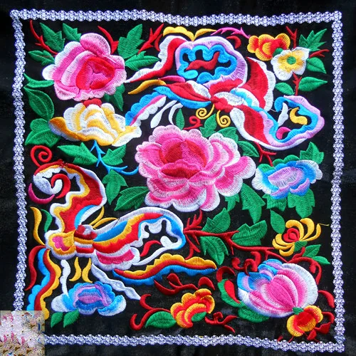 Патчи для вышивки пионами квадратные 36*36 см|embroidery patch|garment patchpatch sewing |