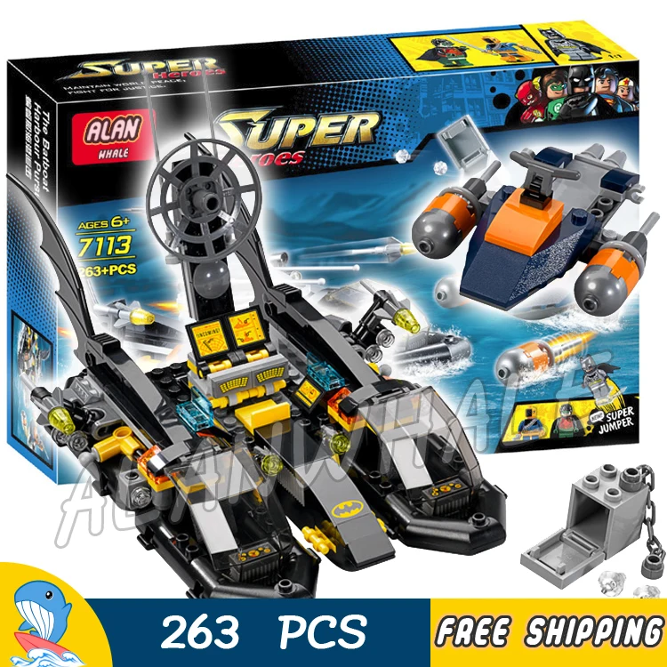 

263PCS Super Heroes Batman Movie The Batboat Harbor Pursuit Assault 7113 Figure Building Blocks Toys Compatible With LegoING