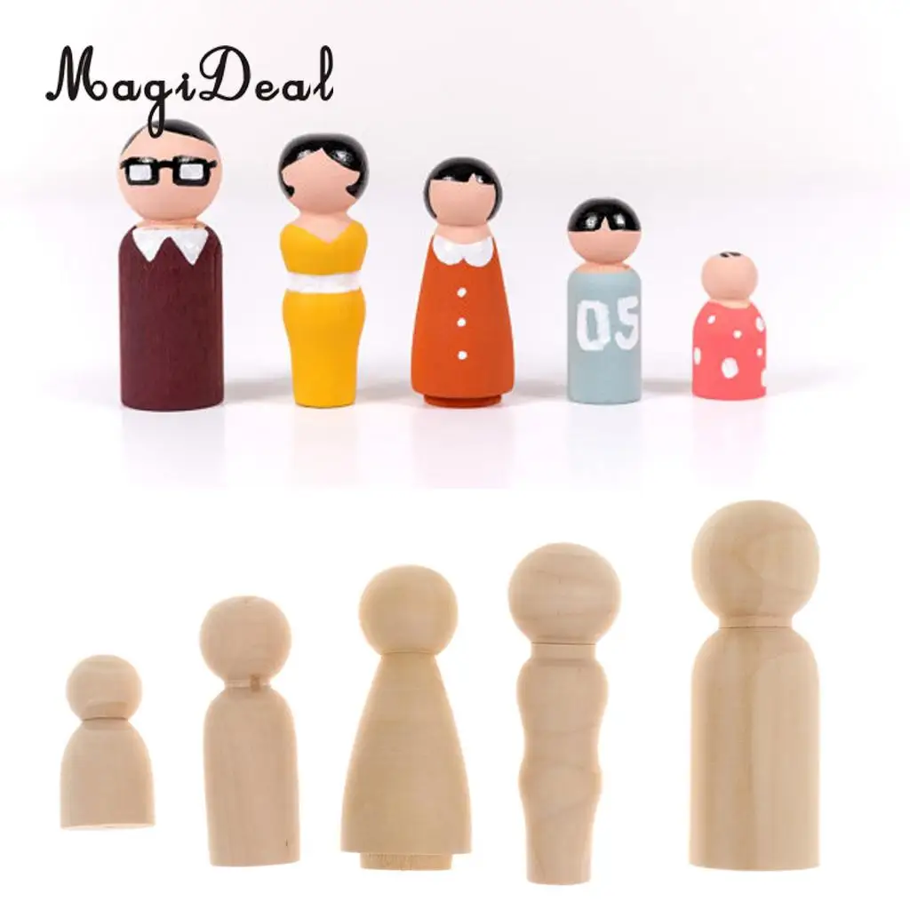 25 Pieces Assorted Blank Wedding Groom Bride Family People Figures Wooden Peg Dolls Crafts DIY Montessori Toys Cake Toppers