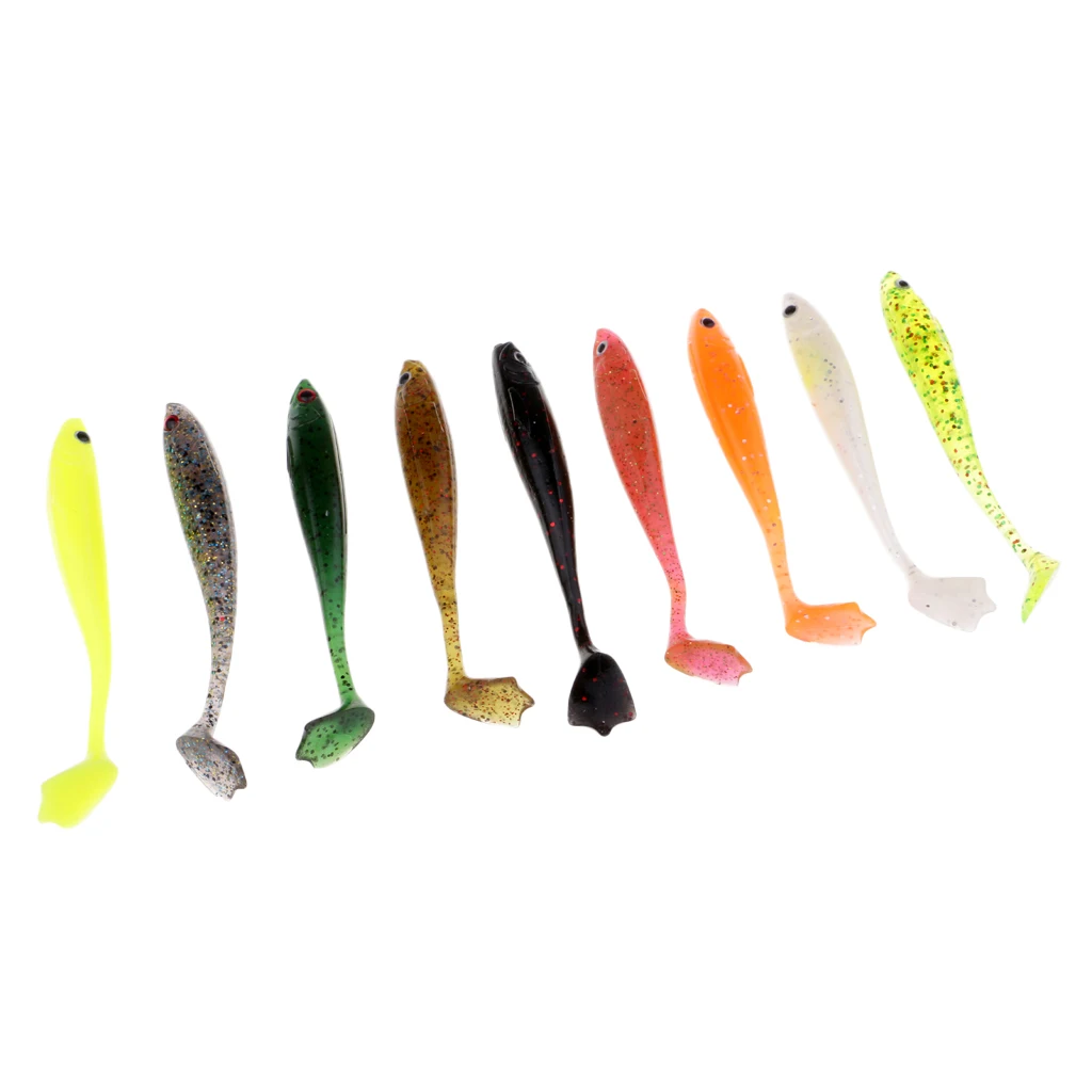 

9pcs Lifelike 3D Eye T Tail Soft Worm Lure Wobblers Silicone Fishing Baits Swimbaits 9 Color Wobblers Carp Crankbait Pesca