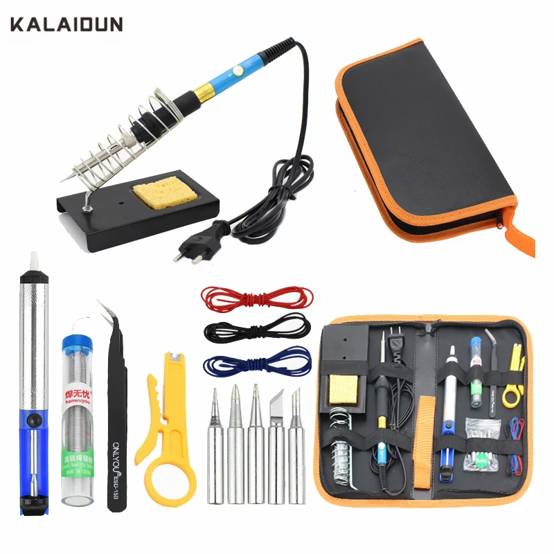 

KALAIDUN Soldering Iron Kit EU/US 60W Adjustable Temperature Welding Soldering Station +5pcs Soldering Iron Tips Repair Tool Kit