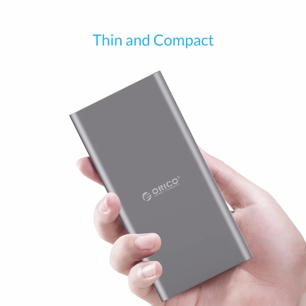 Внешний аккумулятор ORICO T1 10000 мАч Type C с двойным выходом быстрая зарядка для Samsung