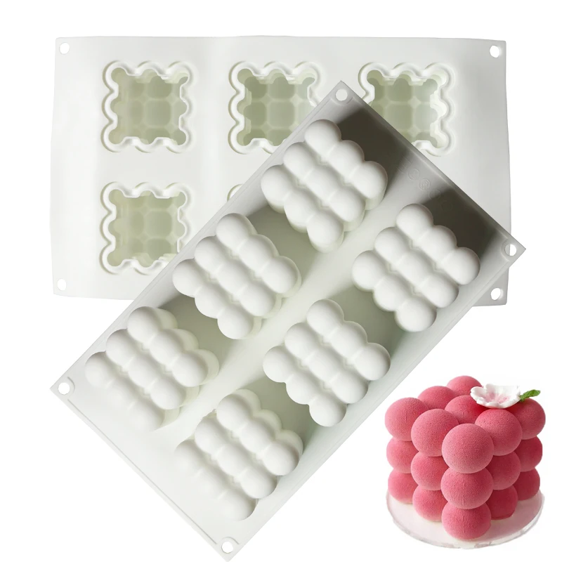 

Silicone Mousse Cake Baking Mold 6 Lattices Magic Ball Cube Shape Chocolate Fondant Cake Mold Kitchen Baking Pastry Tool