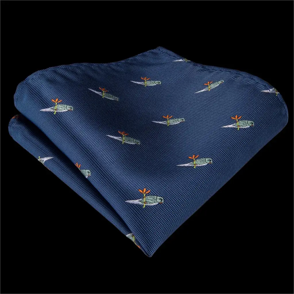 DiBanGu новый синий животного Для мужчин подарки зажим для галстука Hanky запонки галстук 100% шелковые галстуки для Для мужчин Свадебная деловая