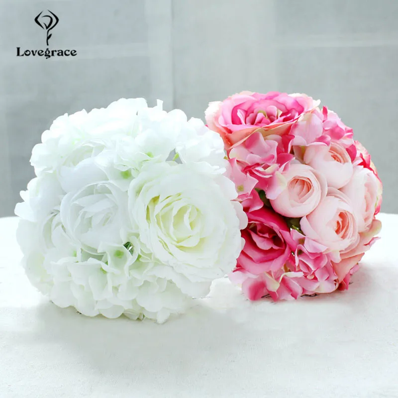 wedding bouquet roses peony artificial flowers  (12)