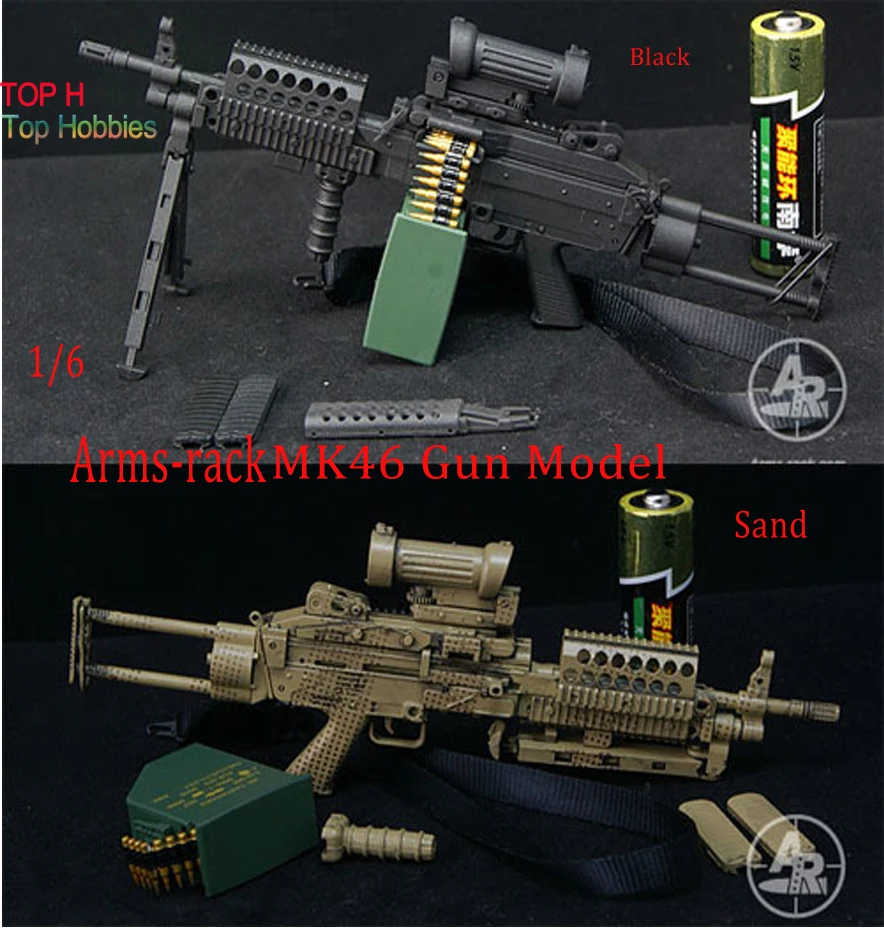 

MK 46 Light Machine Gun LMG Black/Sand 2 Colors Arms Rack 1:6 Scale - Action Figure Accessory