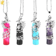 CSJA феникс птица колонна ожерелье подвеска Маятник Натуральный прозрачный кристалл зеленый авантюрин розовый кварц унакит чакра Bijoux E587