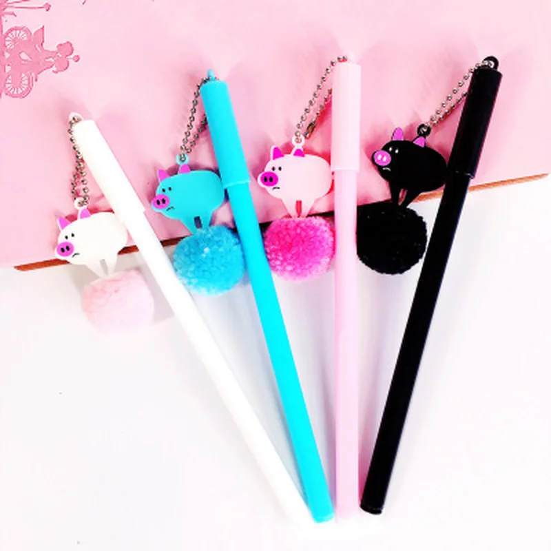 

1 Pcs Plush Pig Gel Pens Kawaii Stationery 0.5mm Cartoon Cute Pens Novelty Gel Pen Student Signing Pen Kawaii School Supplies