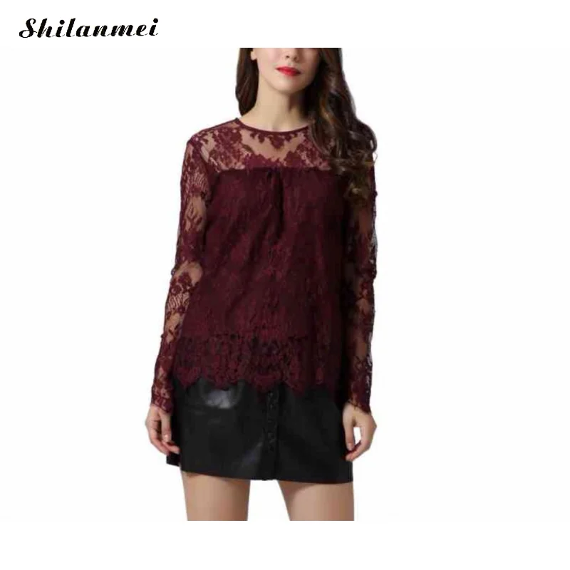 Blusas 2019 женская блузка Весна Осень Сексуальная Прозрачная Тонкая Рубашка