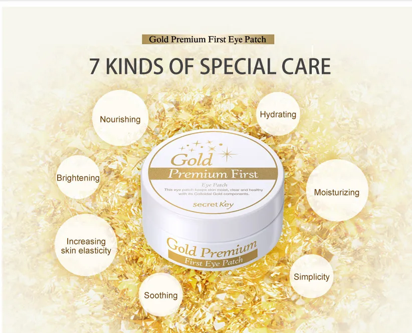 SECRET KEY Gold Premium первый глаз патч 60 шт. золото Коллаген маска для глаз уход за кожей лица омолаживающий увлажняющий отбеливающий Уход за глазами