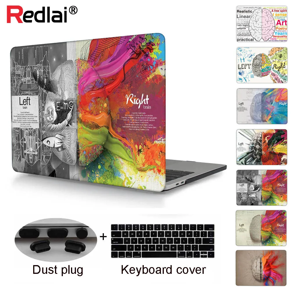 

Redlai Retro Left Brain Right Brain Pattern 3 IN 1 Keyboard cover and Dust plug Hard cover case for Macbook Air 13 inch 2018